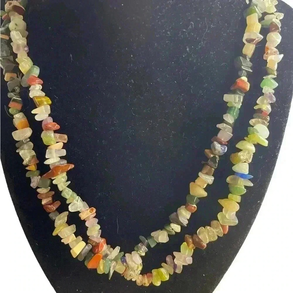 Two Strand Multi Gemstone Chip Necklace 19” - Picture 1 of 5